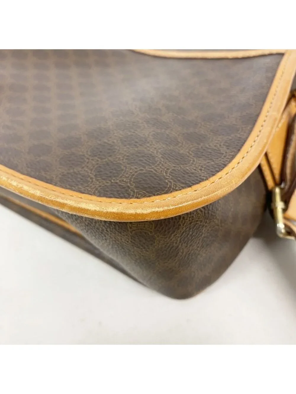 Celine Shoulder Bag Macadam Brown Gold